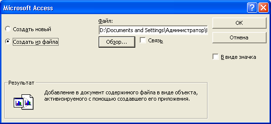 Окно Microsoft Access при вставке рисунка из файла в отчет с помощью свободной рамки объекта